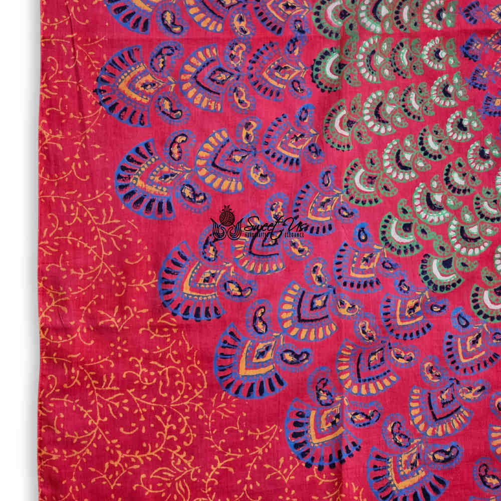 Cannes Vibrance Floral Sheer Soft Cotton Scarf for Women, Athena Blush