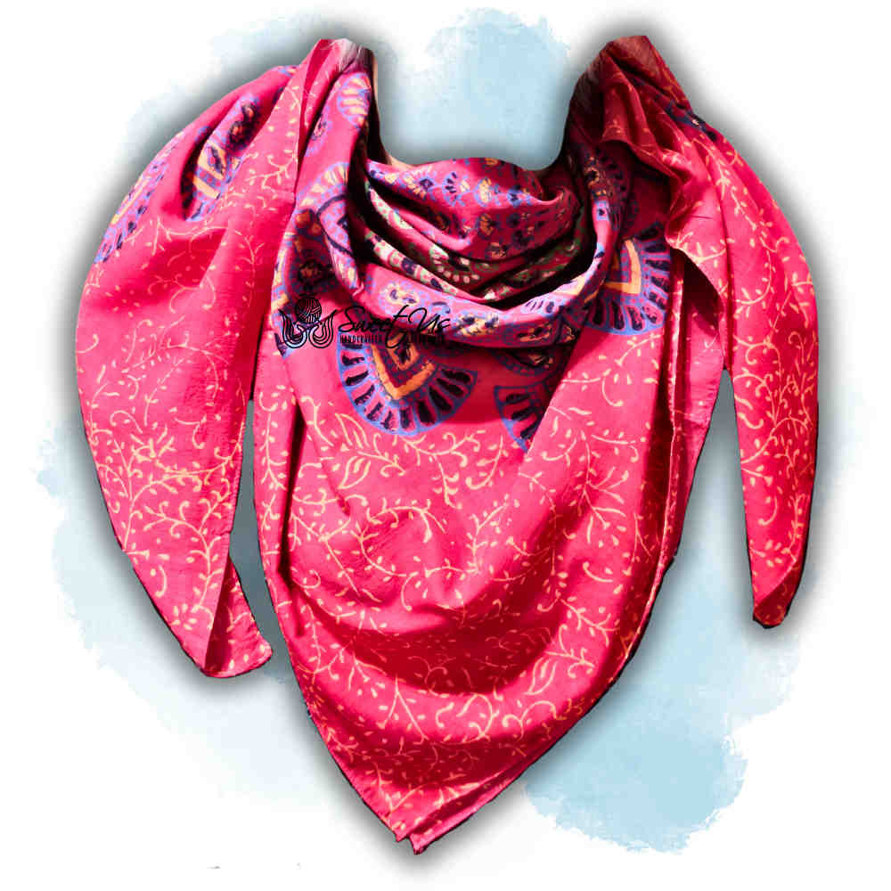 Cannes Vibrance Floral Sheer Soft Cotton Scarf for Women, Athena Blush