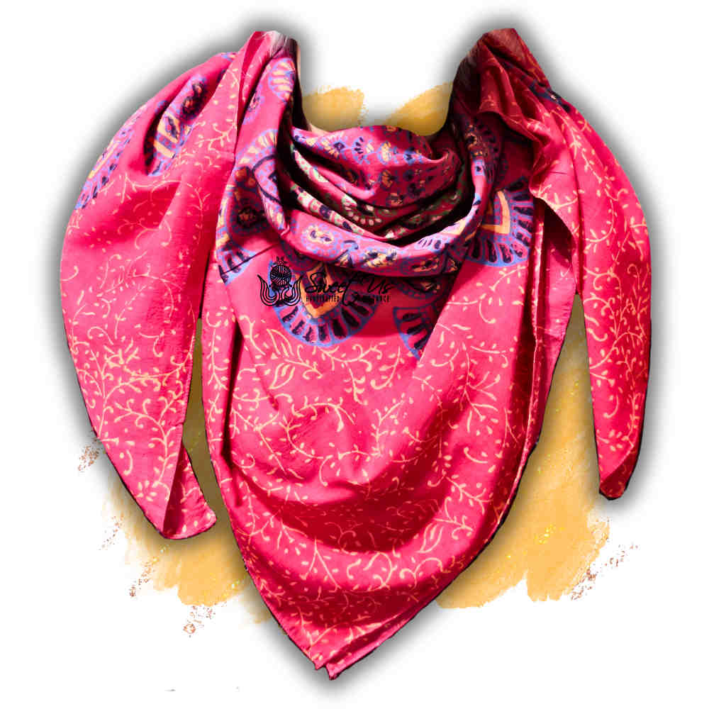 Cannes Vibrance Floral Sheer Soft Cotton Scarf for Women, Athena Blush