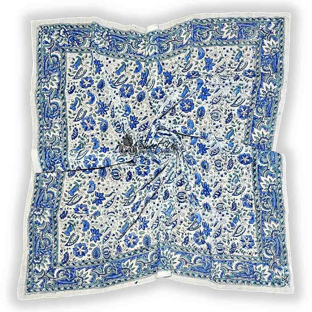 Fiorella Lightweight Floral Cotton Scarf — Sea Haze - Sweet Us