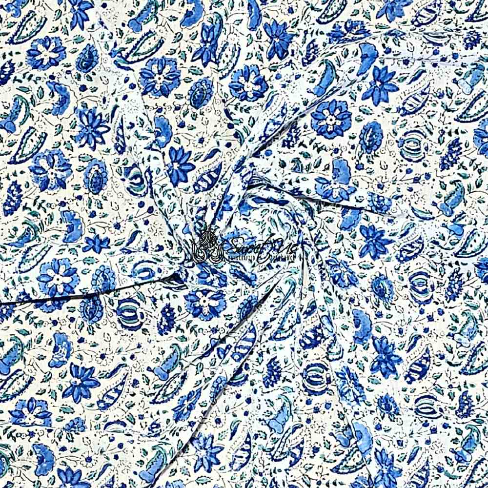 Fiorella Lightweight Floral Cotton Scarf — Sea Haze - Sweet Us