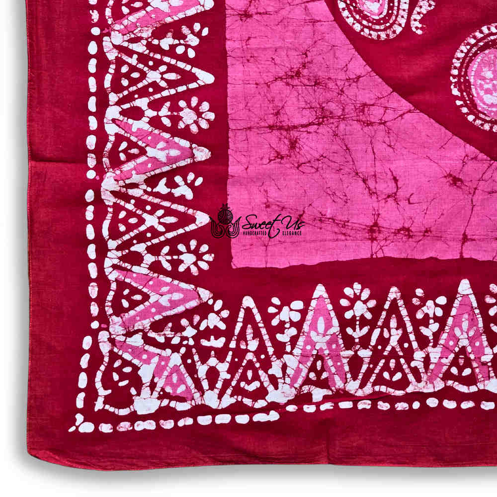 Paisley Oasis Cotton Batik Print Summer Floral Scarf for Women, Romantic Crush