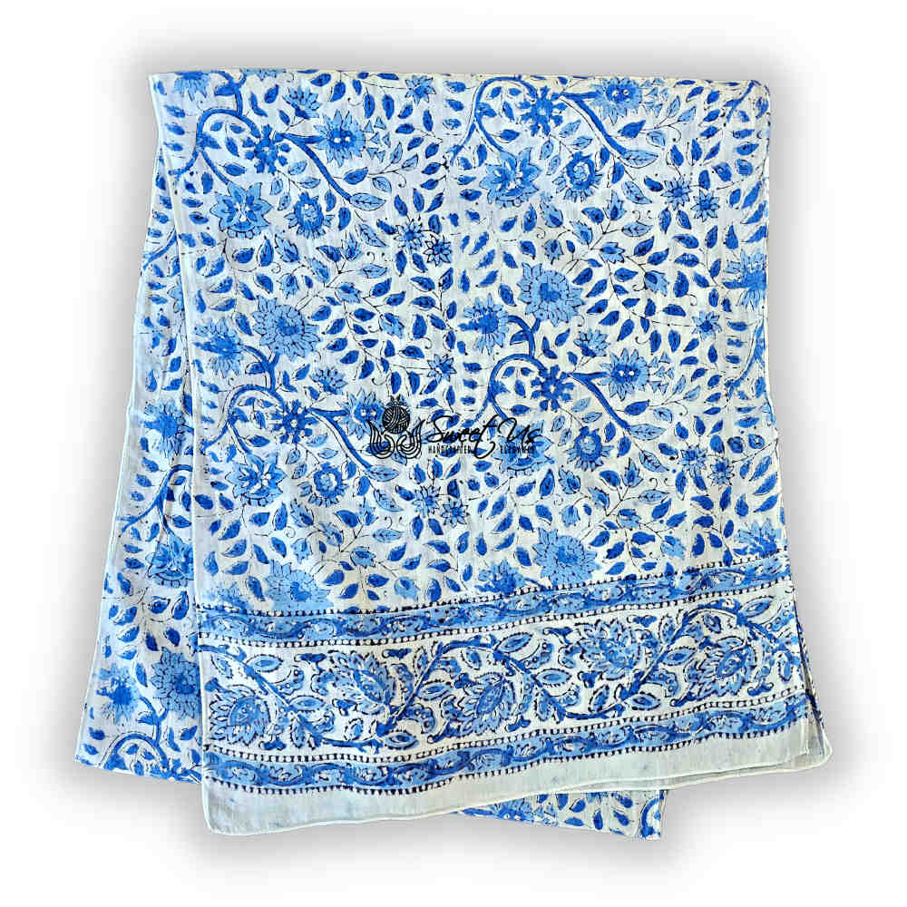 Vervaine Lightweight Floral Cotton Long Scarf — Blueveil