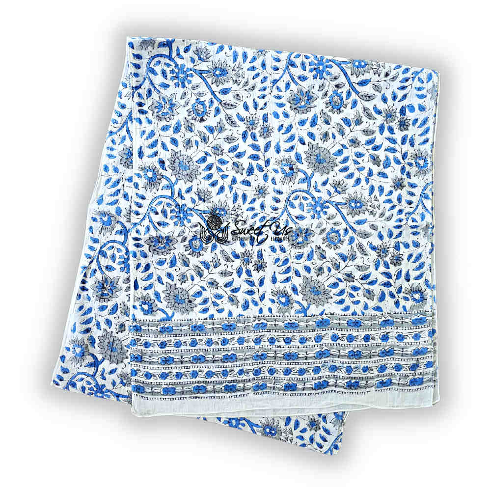 Ripple Lightweight Floral Cotton Long Scarf — Duskfall