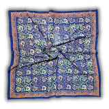 Riviera Petals Cotton Block Print Summer Floral Scarf for Women, Azure Odyssey