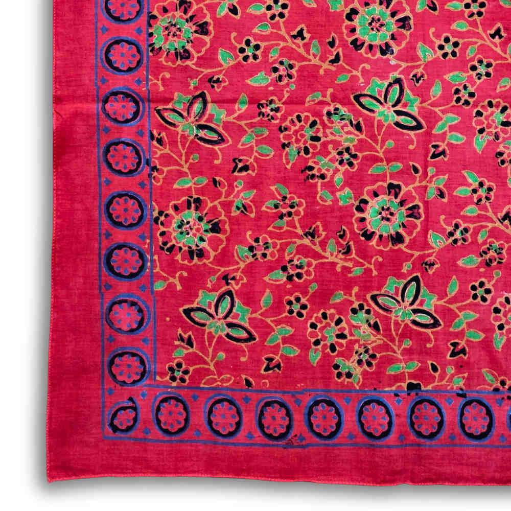 Riviera Petals Cotton Block Print Summer Floral Scarf for Women, Elysian Rouge