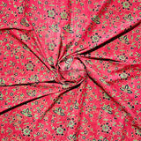 Riviera Petals Cotton Block Print Summer Floral Scarf for Women, Elysian Rouge