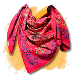 Riviera Petals Cotton Block Print Summer Floral Scarf for Women, Elysian Rouge