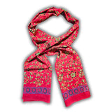 Riviera Petals Cotton Block Print Long Floral Scarf for Women, Elysian Rouge