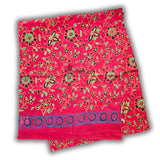 Riviera Petals Cotton Block Print Long Floral Scarf for Women, Elysian Rouge