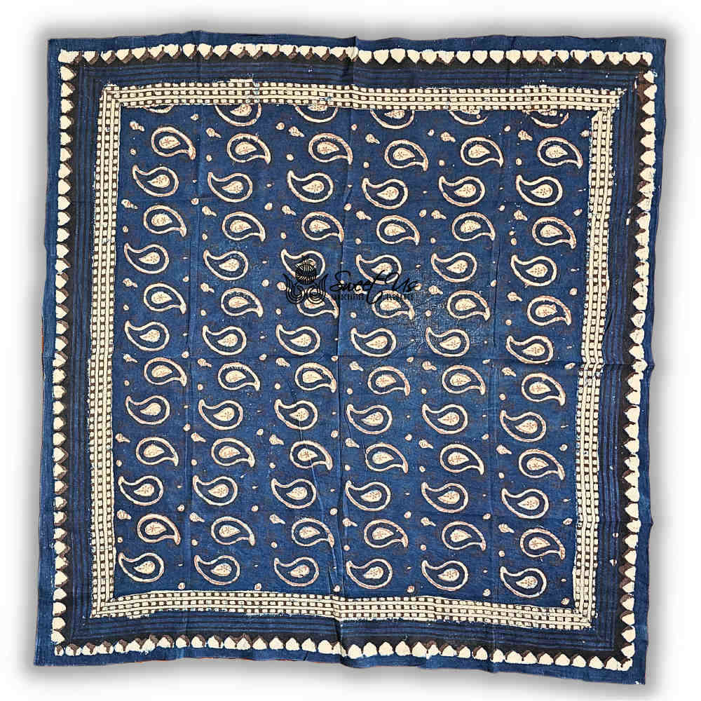 Paisley Splendor Cotton Floral Scarf for Women, Midnight Blue