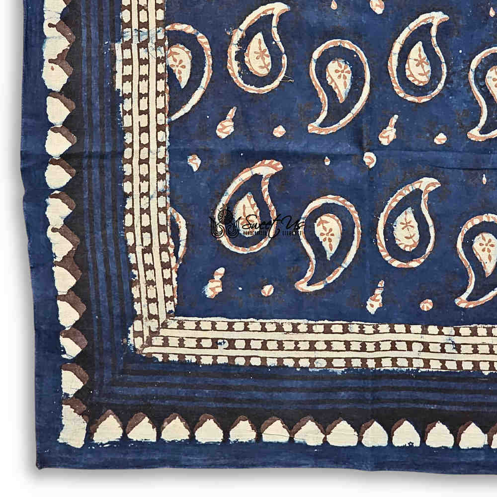 Paisley Splendor Cotton Floral Scarf for Women, Midnight Blue