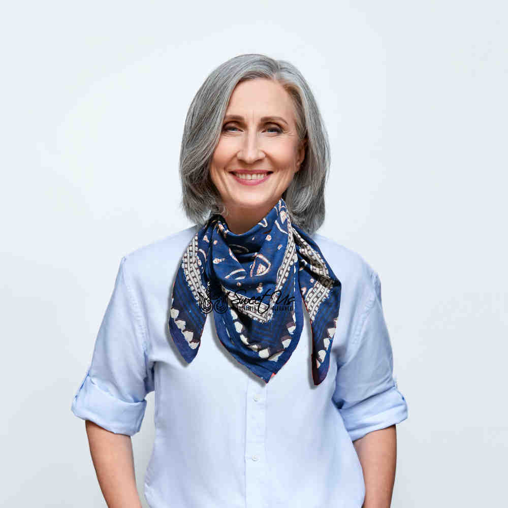 Paisley Splendor Cotton Floral Scarf for Women, Midnight Blue