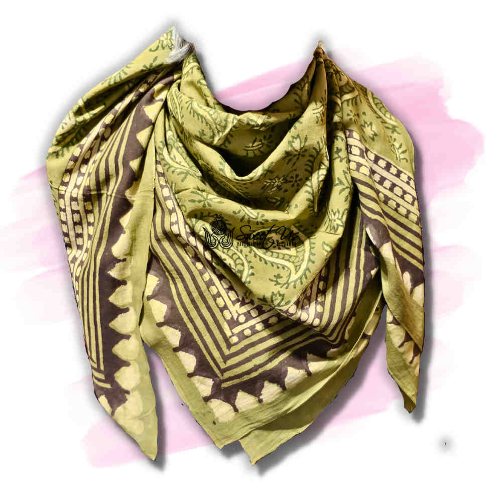 Paisley Splendor Cotton Floral Scarf for Women, Jade Jewel