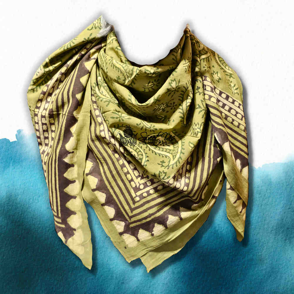 Paisley Splendor Cotton Floral Scarf for Women, Jade Jewel