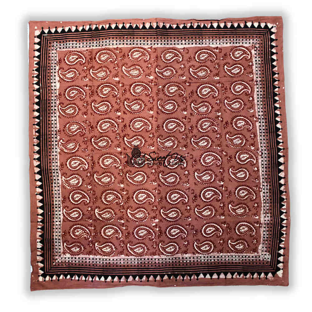 Paisley Splendor Cotton Floral Scarf for Women, Rustic Rouge