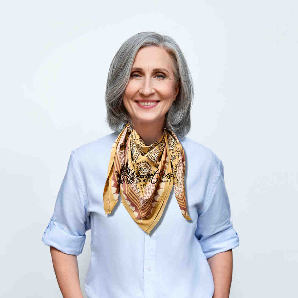 Paisley Splendor Cotton Floral Scarf for Women, Golden Glow