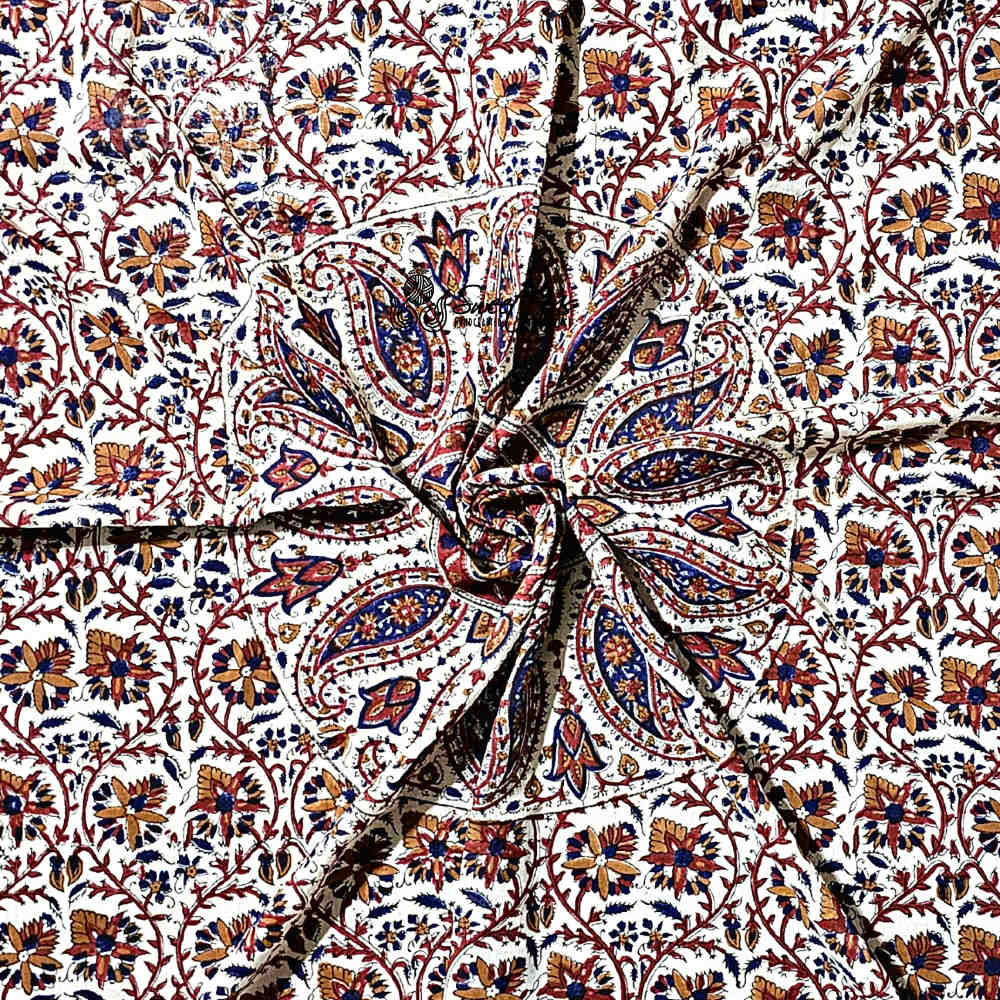 Vintage Paisley Cotton Block Print Summer Floral Scarf for Women, Jade Oasis