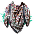 Vintage Paisley Cotton Block Print Summer Floral Scarf for Women, Jade Oasis - Sweet Us