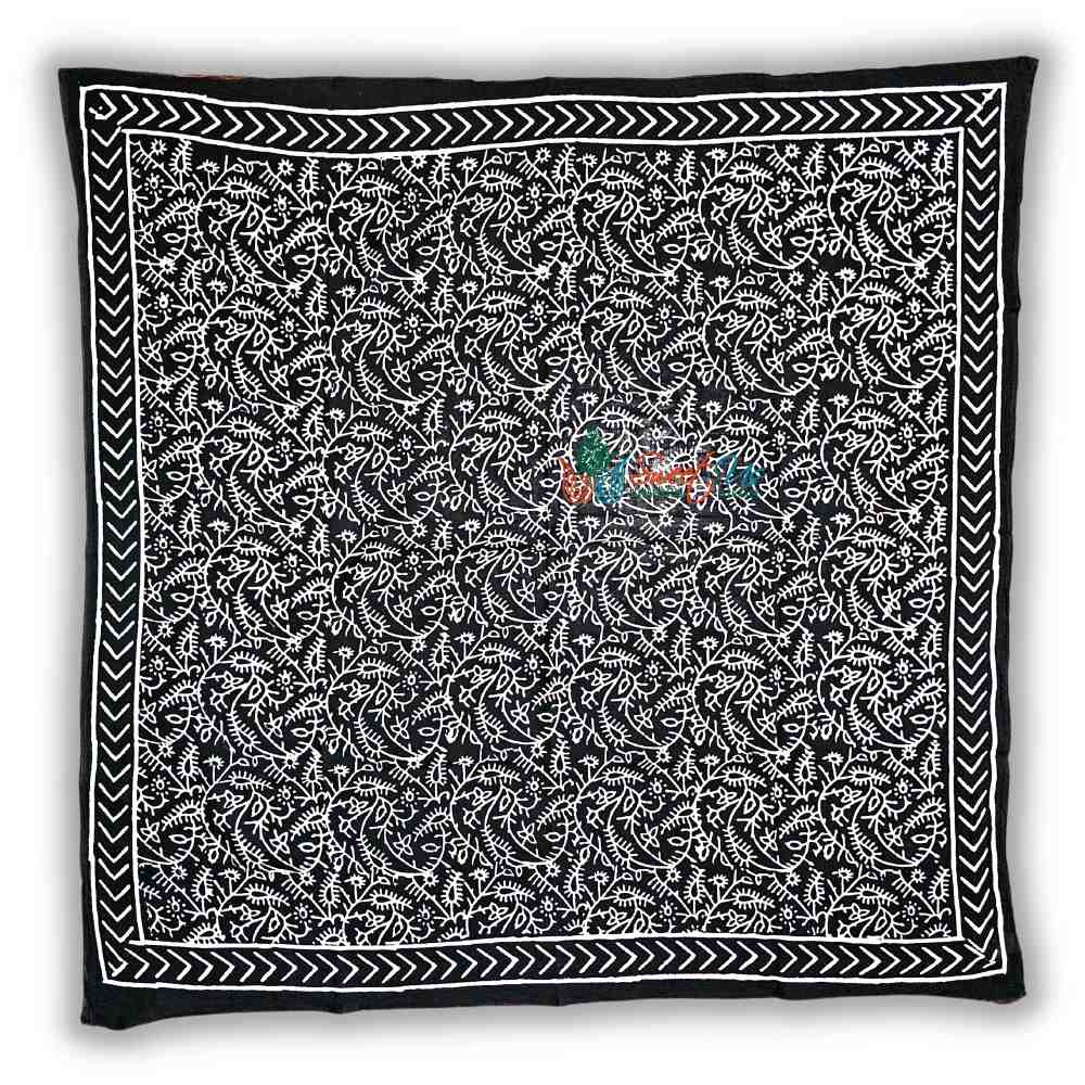 Chiara Eternity Lightweight Floral Cotton Scarf — Noir