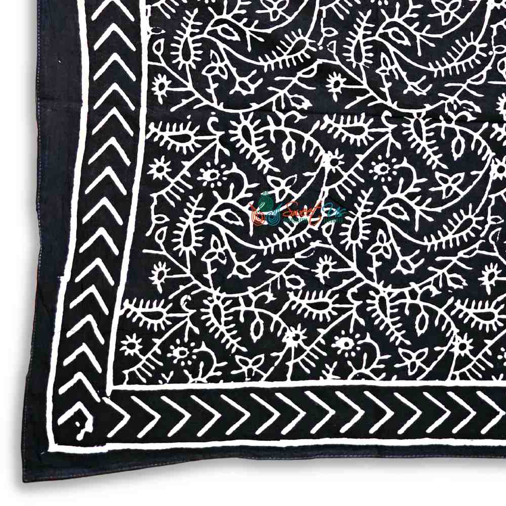 Chiara Eternity Lightweight Floral Cotton Scarf — Noir