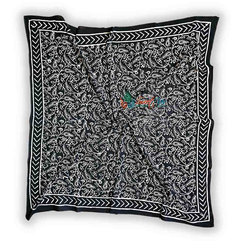 Chiara Eternity Lightweight Floral Cotton Scarf — Noir