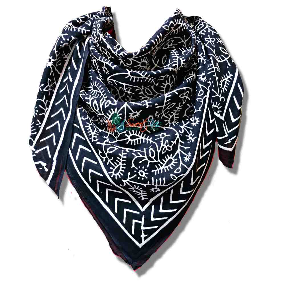 Chiara Eternity Lightweight Floral Cotton Scarf — Noir