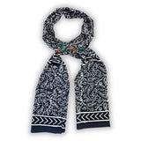 Lightweight Soft Cotton Floral Scarf for Women, Chiara Eternity, Noir