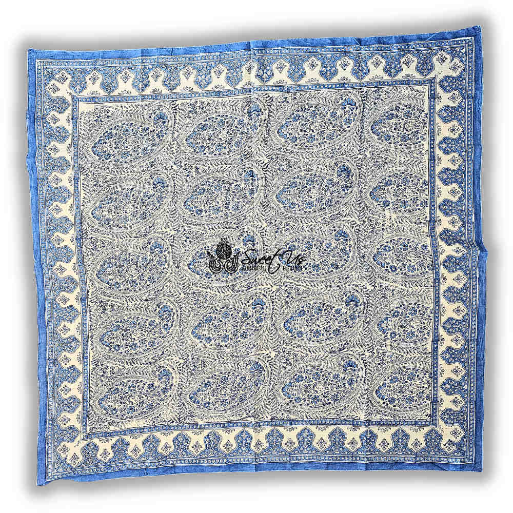 Princess Paisley Soft Cotton Floral Scarf for Women, Serene Blue