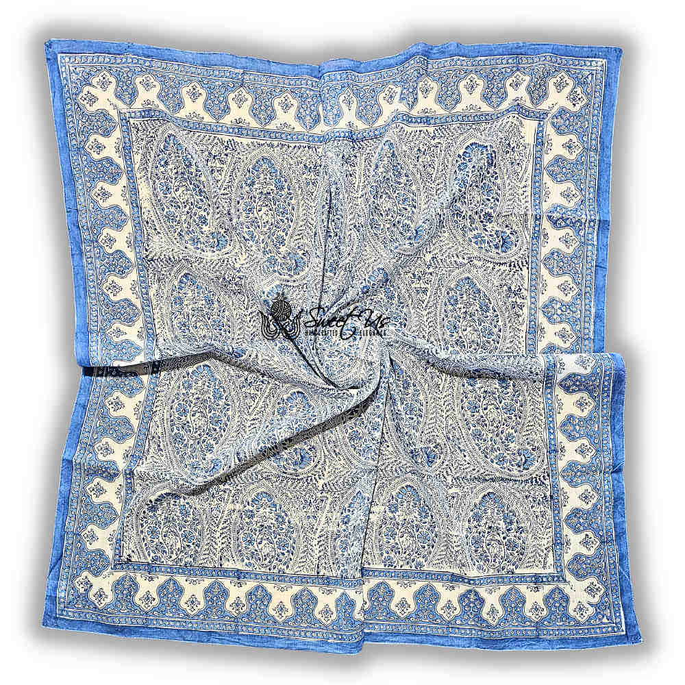 Princess Paisley Soft Cotton Floral Scarf for Women, Serene Blue