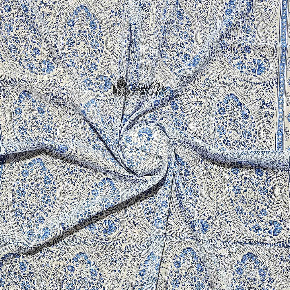 Princess Paisley Soft Cotton Floral Scarf for Women, Serene Blue