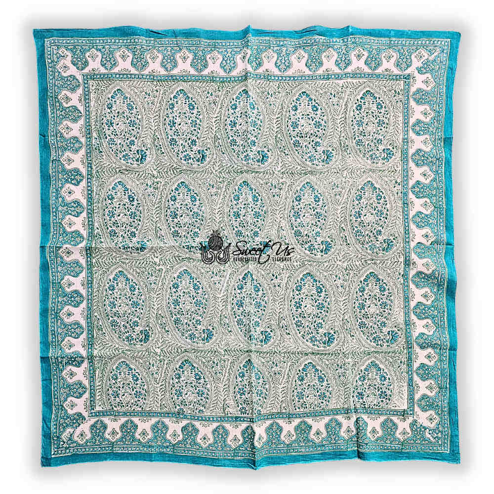 Princess Paisley Soft Cotton Floral Scarf for Women, Turquoise Shores