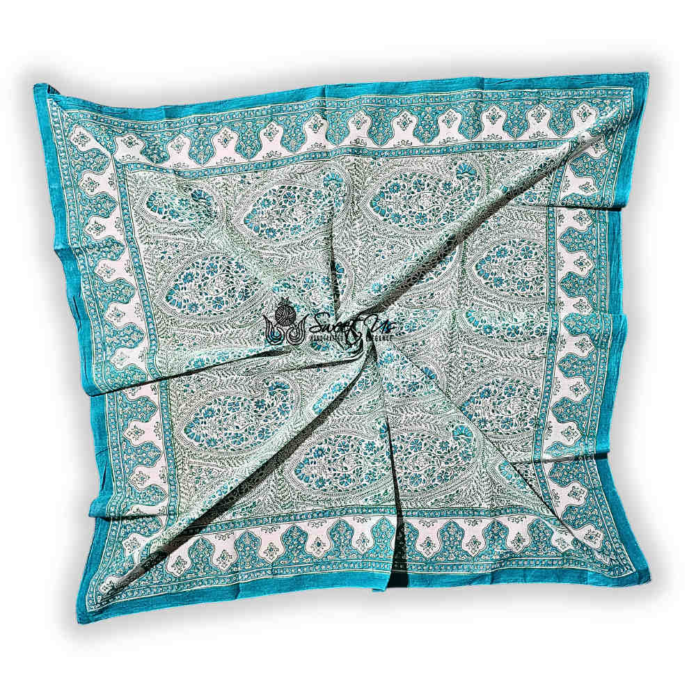 Princess Paisley Soft Cotton Floral Scarf for Women, Turquoise Shores