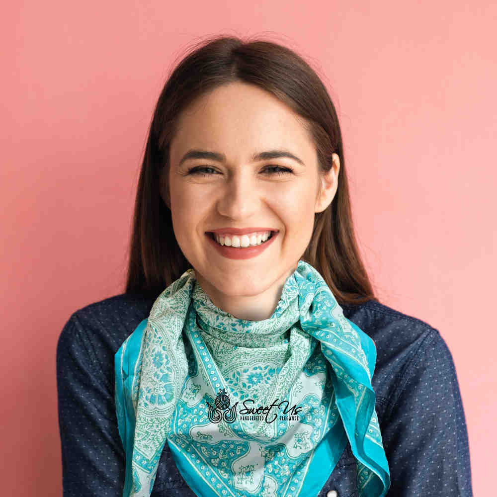 Princess Paisley Soft Cotton Floral Scarf for Women, Turquoise Shores