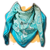 Princess Paisley Soft Cotton Floral Scarf for Women, Turquoise Shores