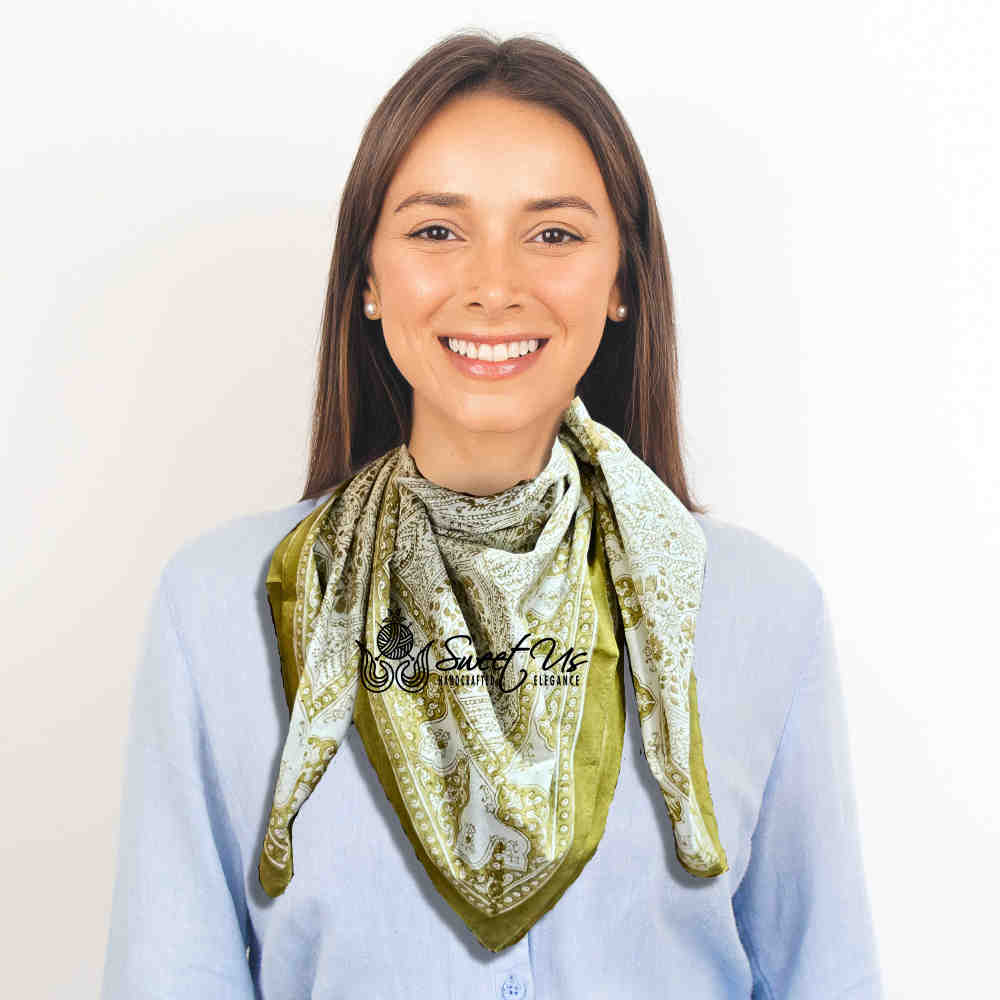 Princess Paisley Soft Cotton Floral Scarf for Women, Antique Lace