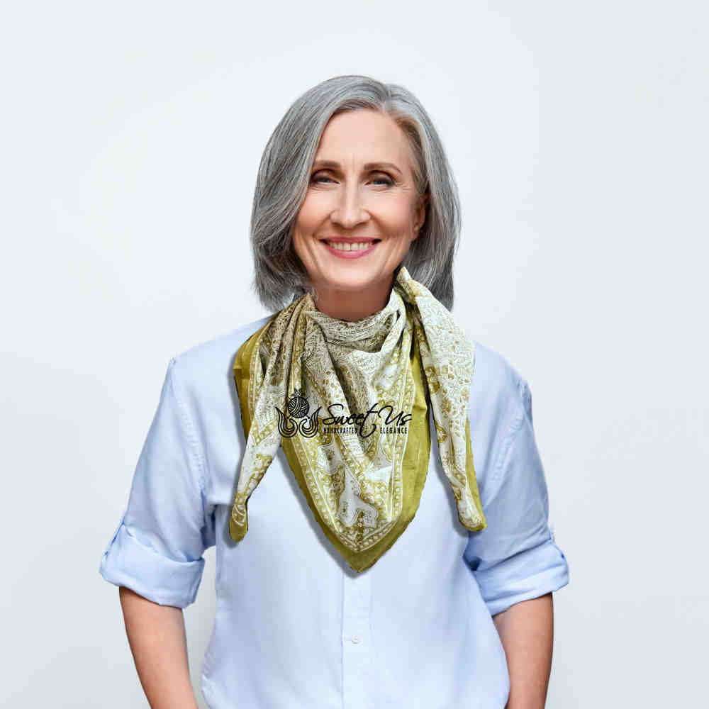 Princess Paisley Soft Cotton Floral Scarf for Women, Antique Lace