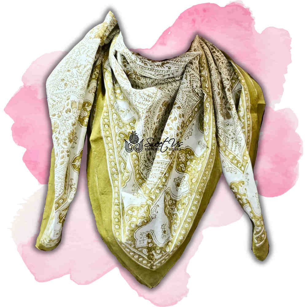 Princess Paisley Soft Cotton Floral Scarf for Women, Antique Lace