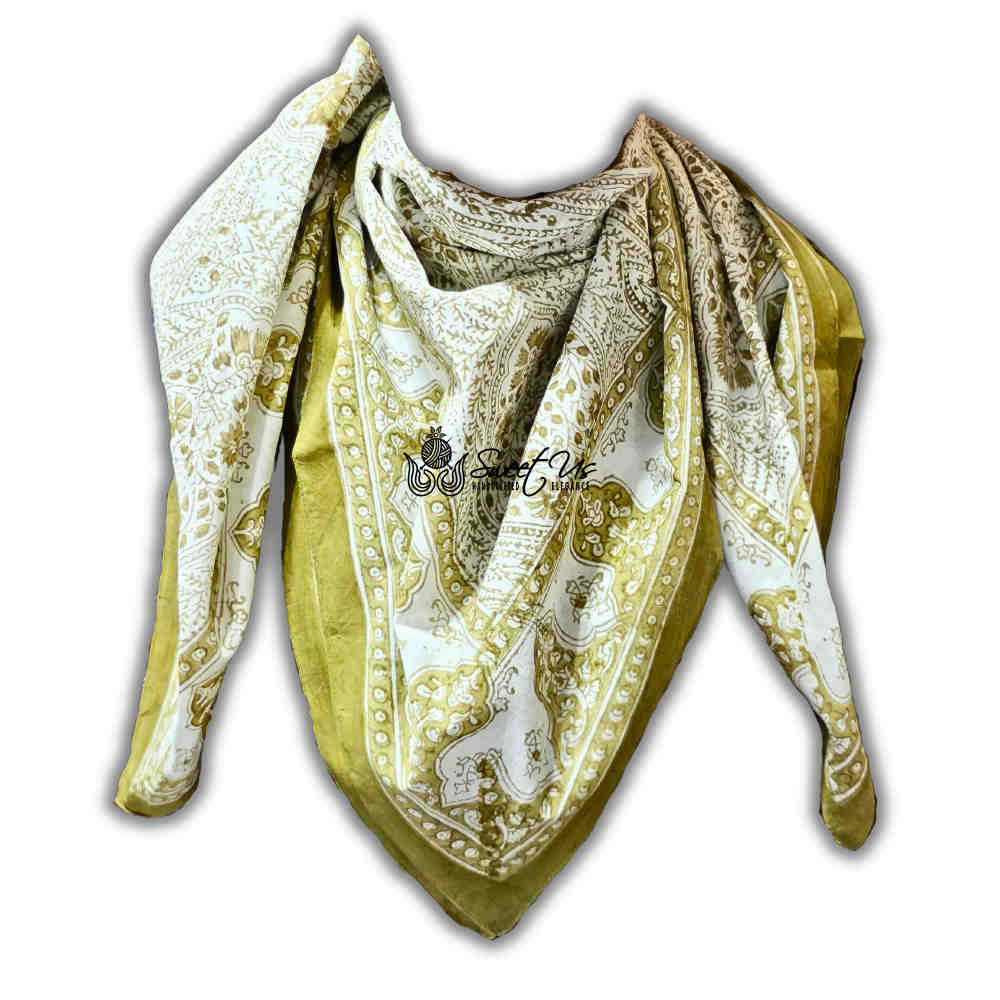 Princess Paisley Soft Cotton Floral Scarf for Women, Antique Lace