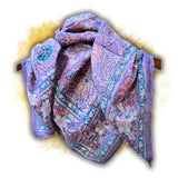 Lotus Dreams Cotton Block Print Summer Floral Scarf for Women, Lilac Luster