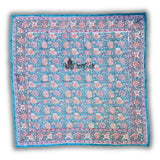 Lotus Dreams Cotton Block Print Summer Floral Scarf for Women, Adriatic  Grace