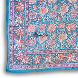 Lotus Dreams Cotton Block Print Summer Floral Scarf for Women, Adriatic  Grace