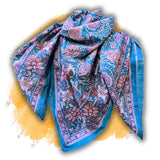 Lotus Dreams Cotton Block Print Summer Floral Scarf for Women, Adriatic  Grace