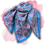 Lotus Dreams Cotton Block Print Summer Floral Scarf for Women, Adriatic  Grace