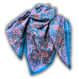 Lotus Dreams Cotton Block Print Summer Floral Scarf for Women, Adriatic  Grace