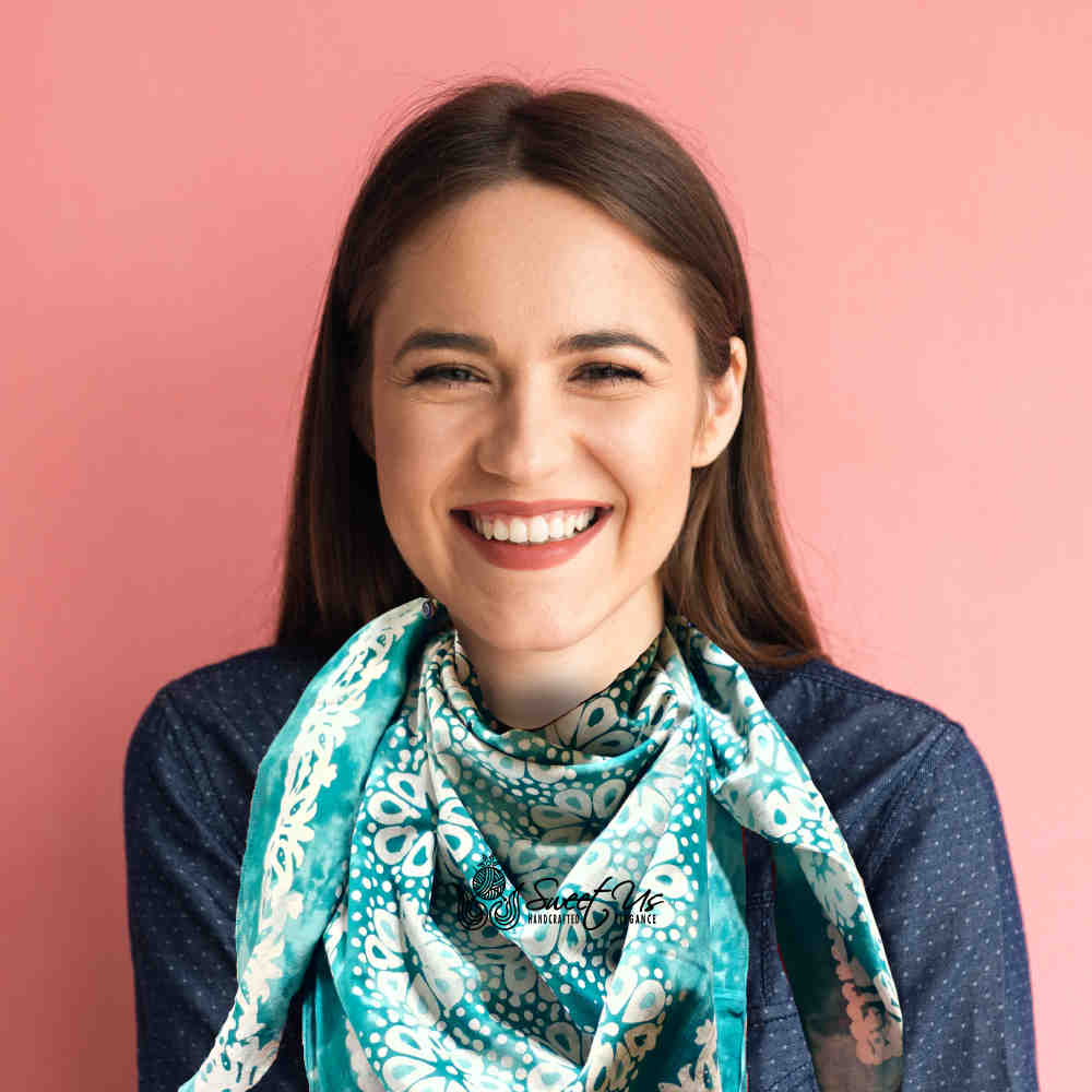 Batik Bloom Floral Sheer Soft Cotton Scarf for Women, Capri Cypress