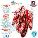 Batik Bloom Floral Sheer Soft Cotton Scarf for Women, Amalfi Blaze