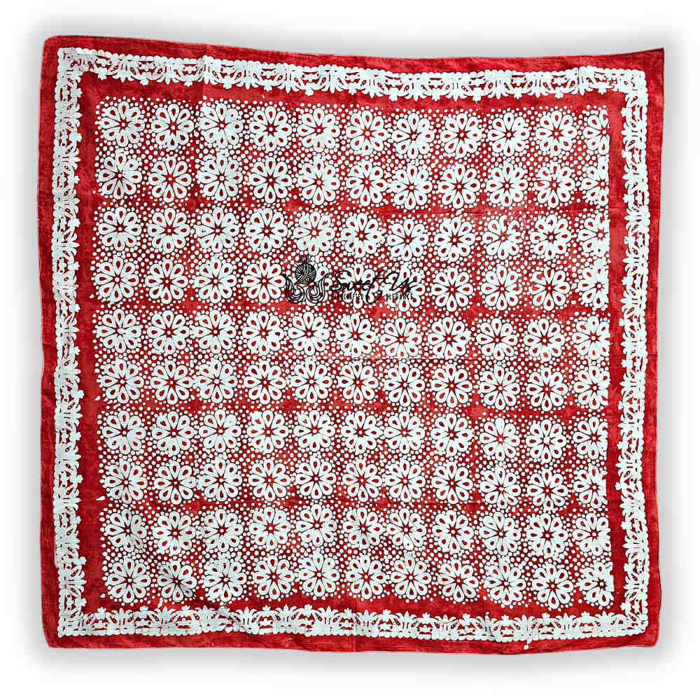 Batik Bloom Floral Sheer Soft Cotton Scarf for Women, Amalfi Blaze