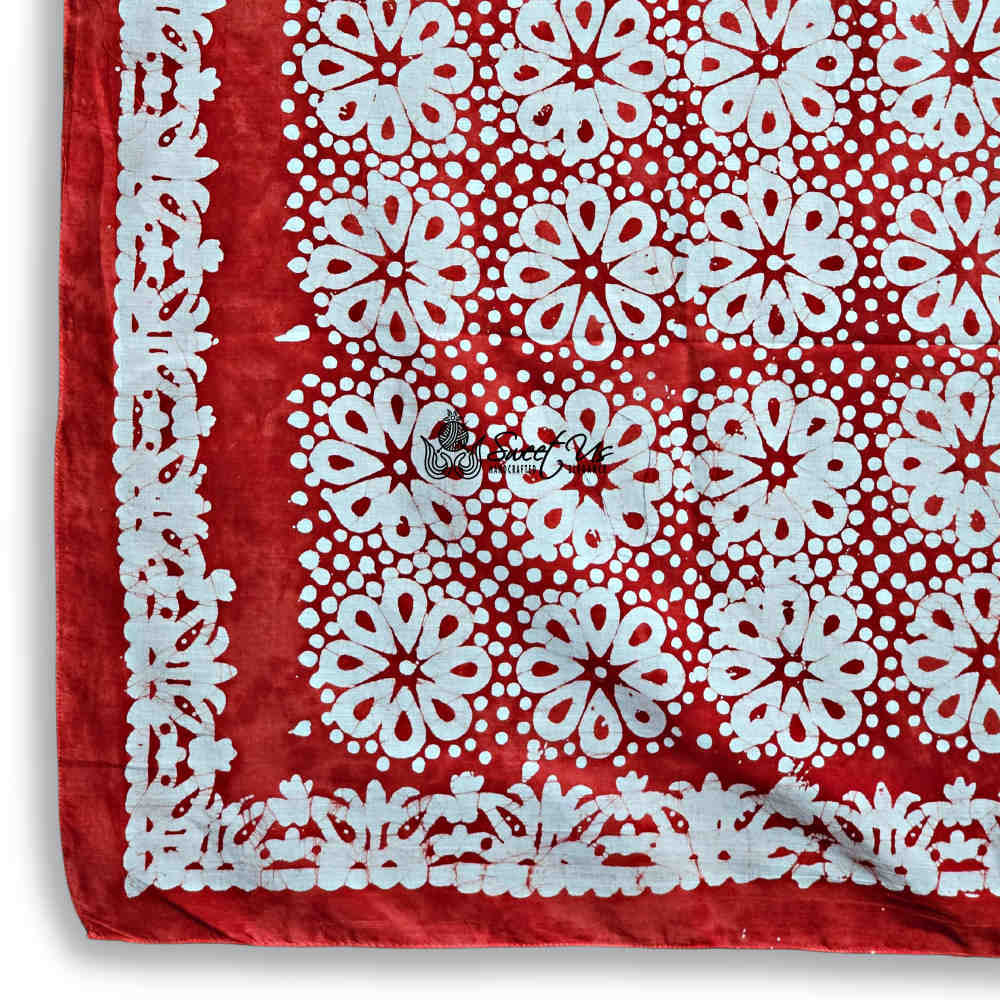 Batik Bloom Floral Sheer Soft Cotton Scarf for Women, Amalfi Blaze