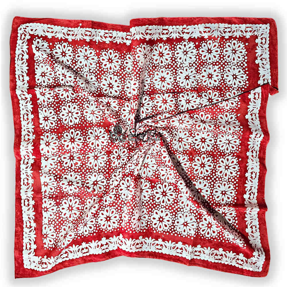 Batik Bloom Floral Sheer Soft Cotton Scarf for Women, Amalfi Blaze